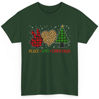 Peace Love Christmas Cute Christmas Heart Plaid Xmas Gift Classic Unisex T-Shirt