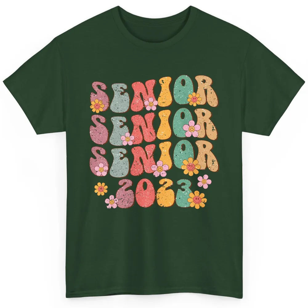 Retro Groovy Daisy Senior 2023 Graduation Gift Class Of 2023 Classic Unisex T-Shirt