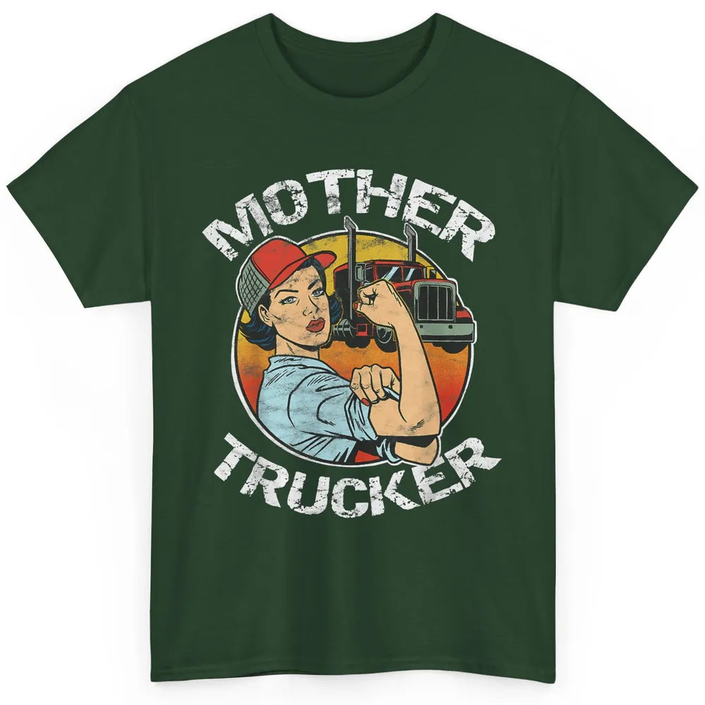 Retro Mother Trucker Truck Driver Mom Life Mothers Day Women Classic Unisex T-Shirt
