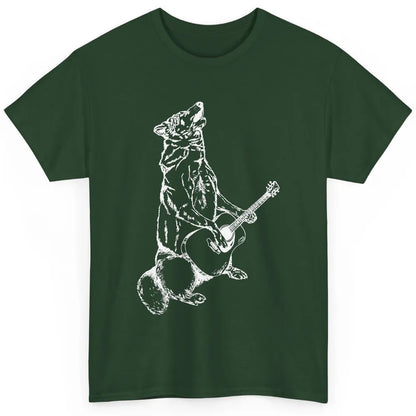 Retro Howling Wolf Playing Guitar Musician Guitarist Music Classic Unisex T-Shirt
