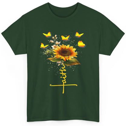 Vintage Faith Cross Sunflower Butterfly Christian Jesus God Classic Unisex T-Shirt