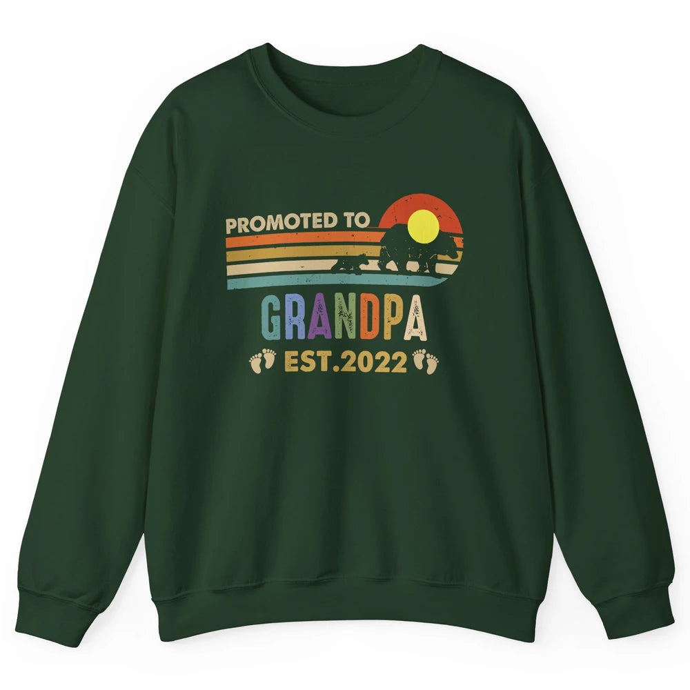 Retro Bear Sunset Promoted To Grandpa Est 2022 Grandpa Gift Unisex Crewneck Sweatshirt