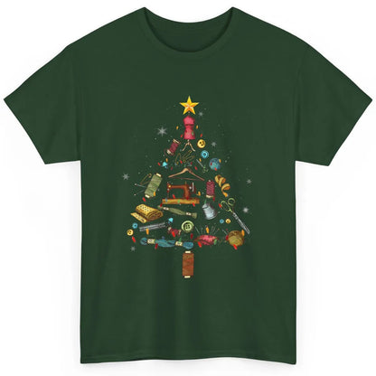 Merry Christmas Sewing Yarn Quilting Xmas Tree Sew Machine Classic Unisex T-Shirt