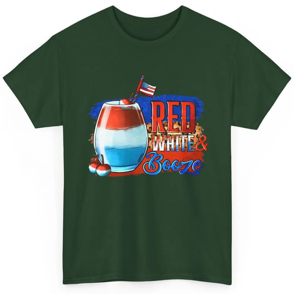 Red White & Booze Leopard US Flag 4th of July American Booze Classic Unisex T-Shirt