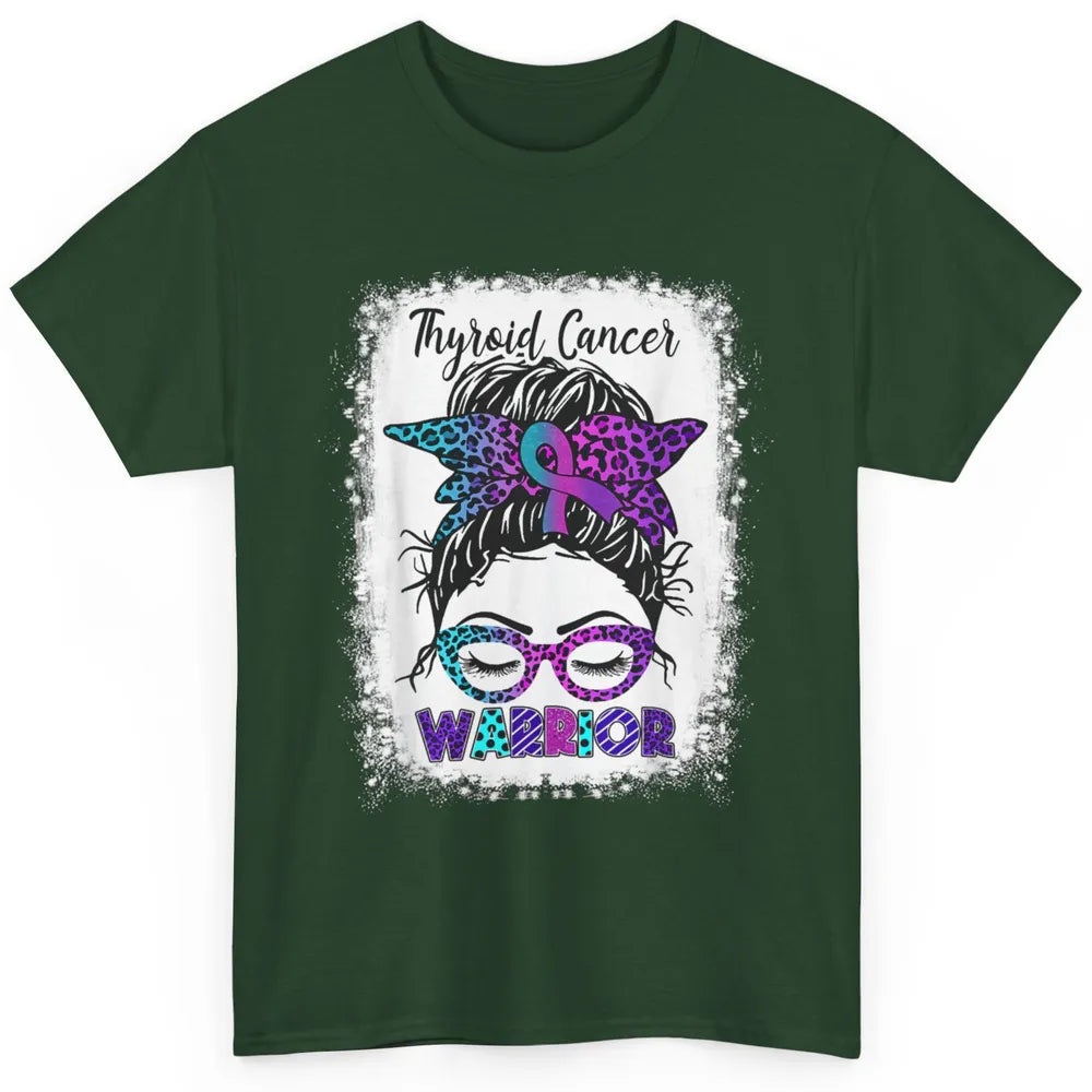 Messy Hair Woman Leopard Warrior Thyroid Cancer Awareness Classic Unisex T-Shirt