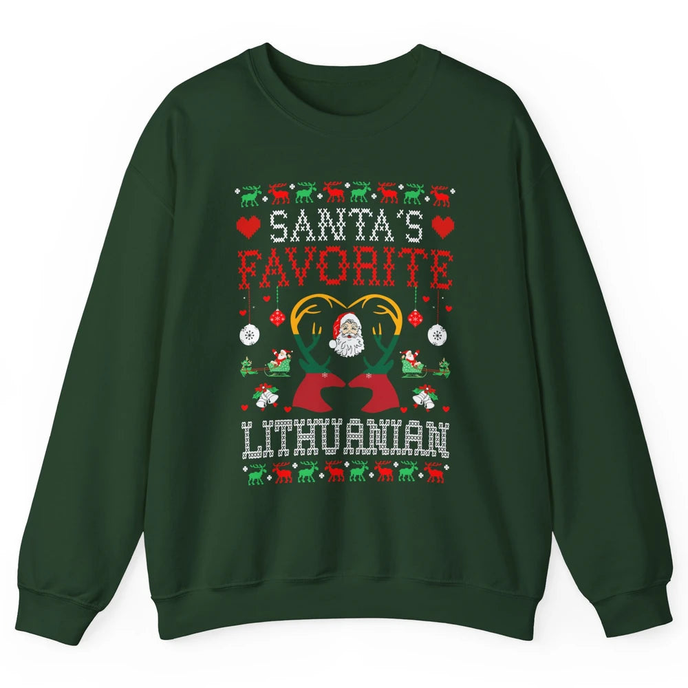 Merry Christmas Santa Favorite Lithuanian Xmas Ugly Santa Unisex Crewneck Sweatshirt