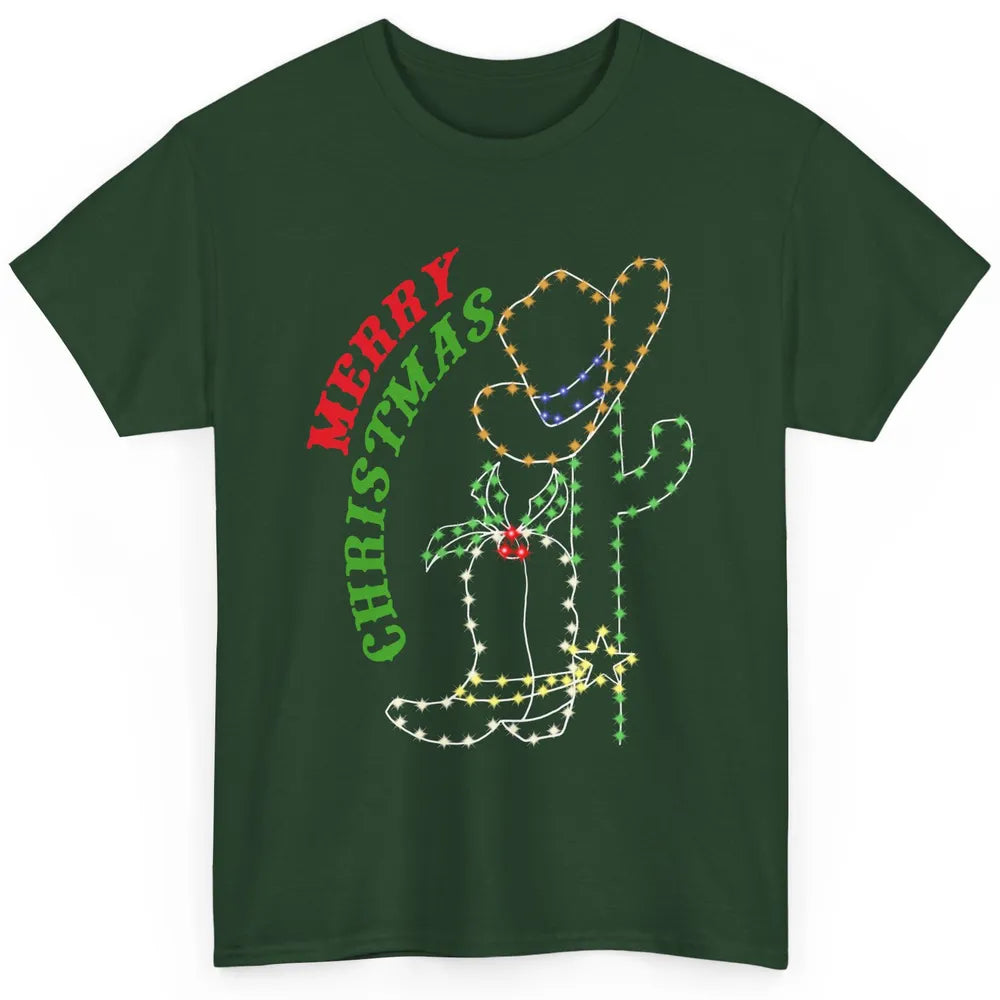 Retro Cowboy Merry Christmas Western Country Cowgirl Costume Classic Unisex T-Shirt