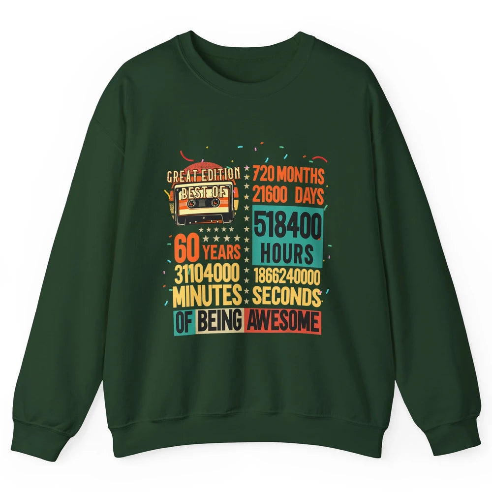 Retro 60s Lifetime Cassette Music Count Down 60th Birthday Unisex Crewneck Sweatshirt