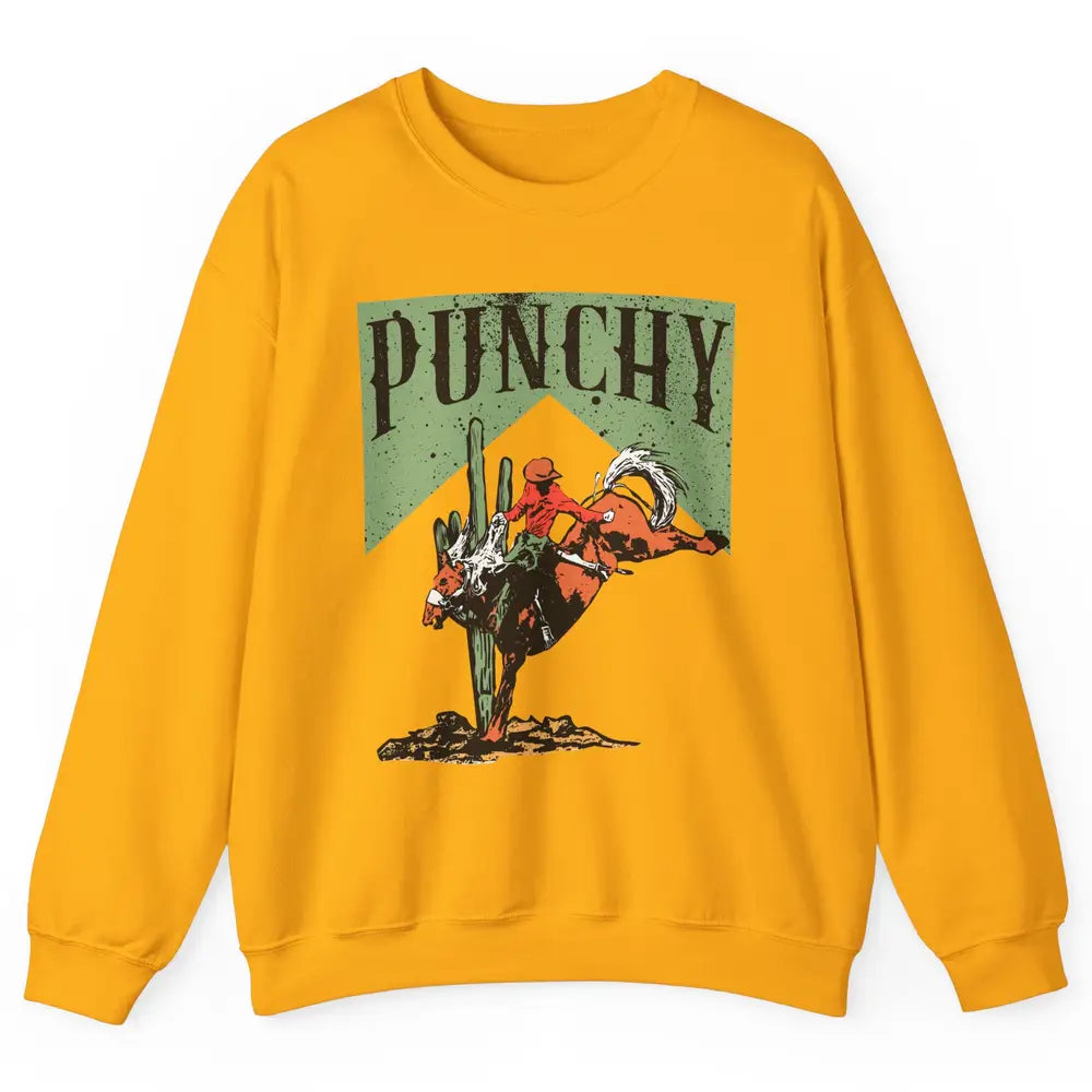 Retro Cowboy Rodeo Punchy Bucking Horse Western Country Unisex Crewneck Sweatshirt