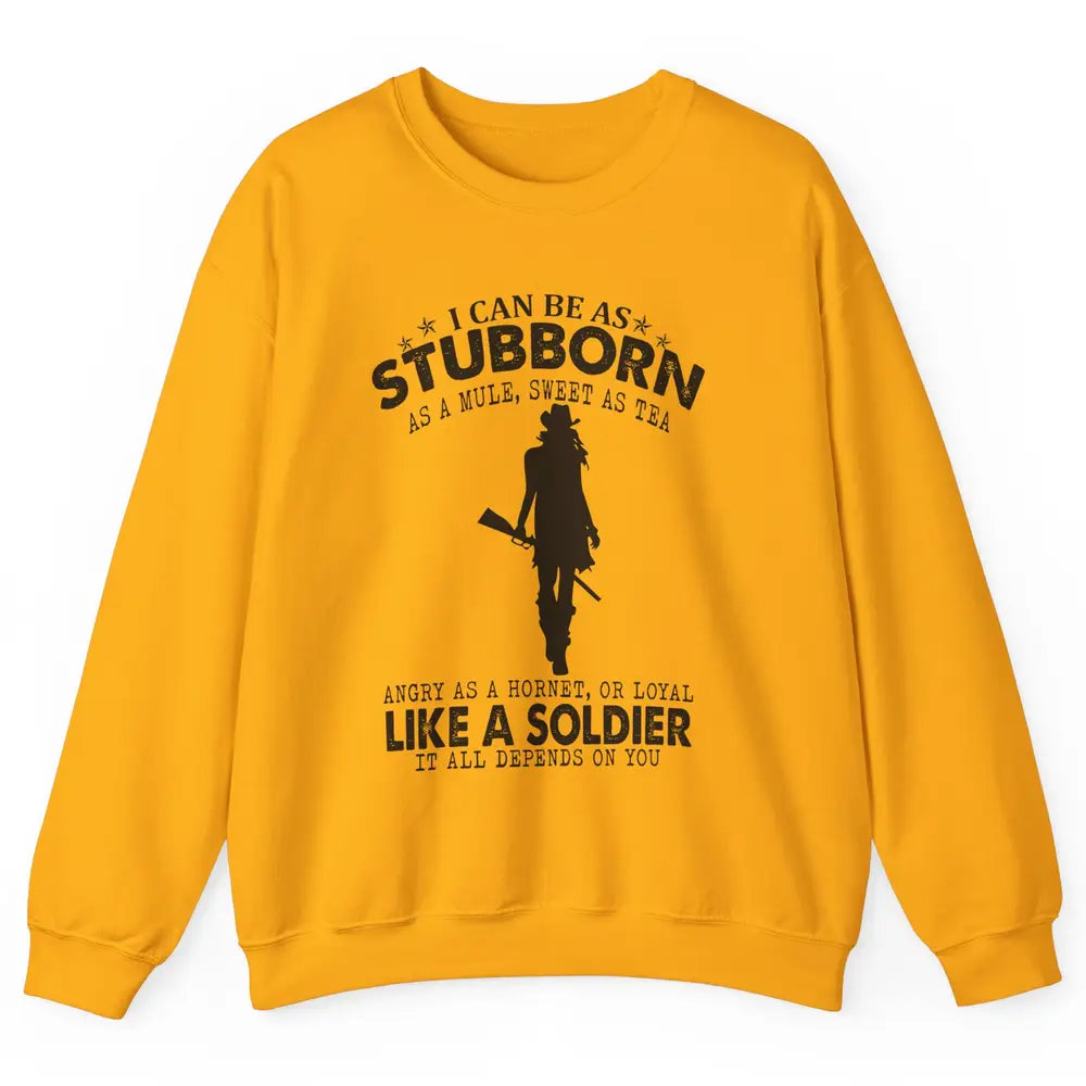 Retro Cowgirl Stubborn As Mule Sweet As Tea Western Country Unisex Crewneck Sweatshirt
