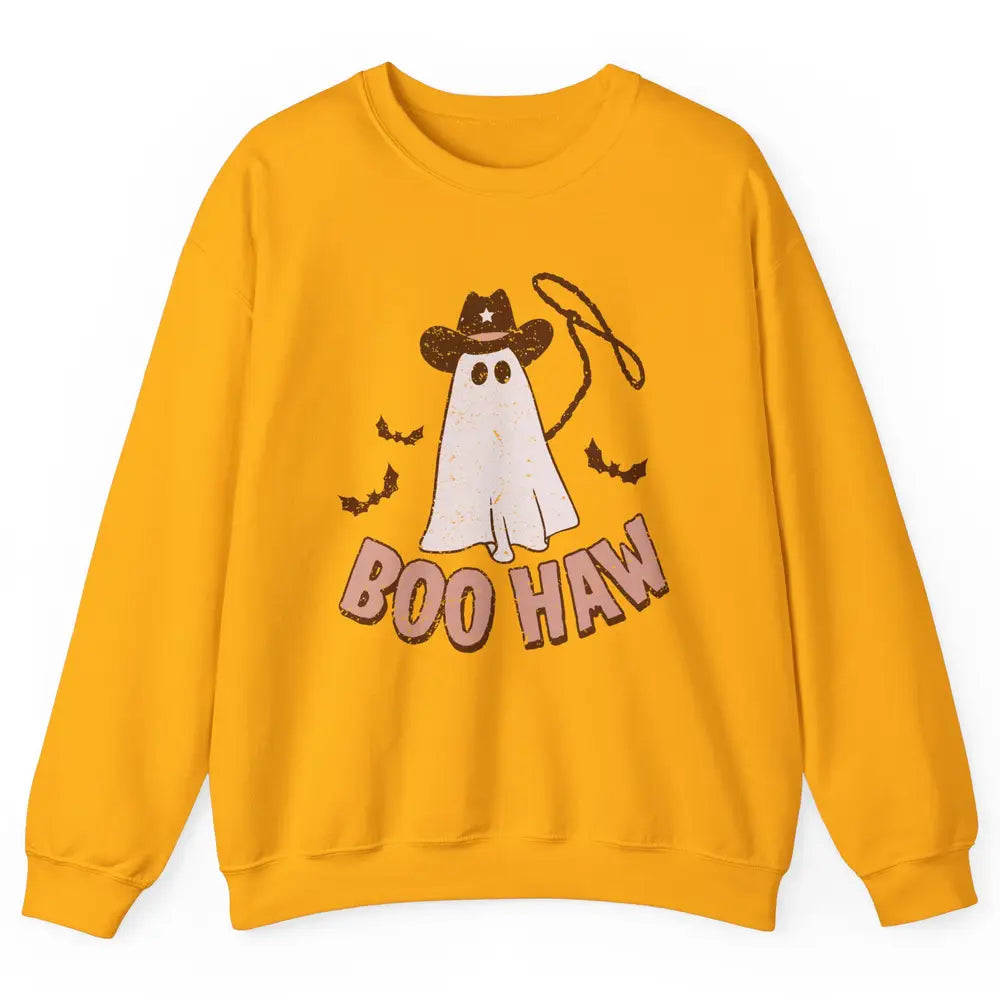 Retro Cowboo Boo Haw Ghost Fall Spooky Season Western Cowboy Unisex Crewneck Sweatshirt
