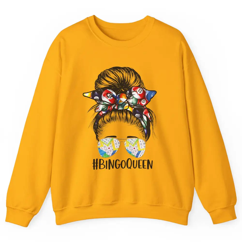 Bingo Life Messy Bun Bandana Gambling Lucky Bingo Player Unisex Crewneck Sweatshirt