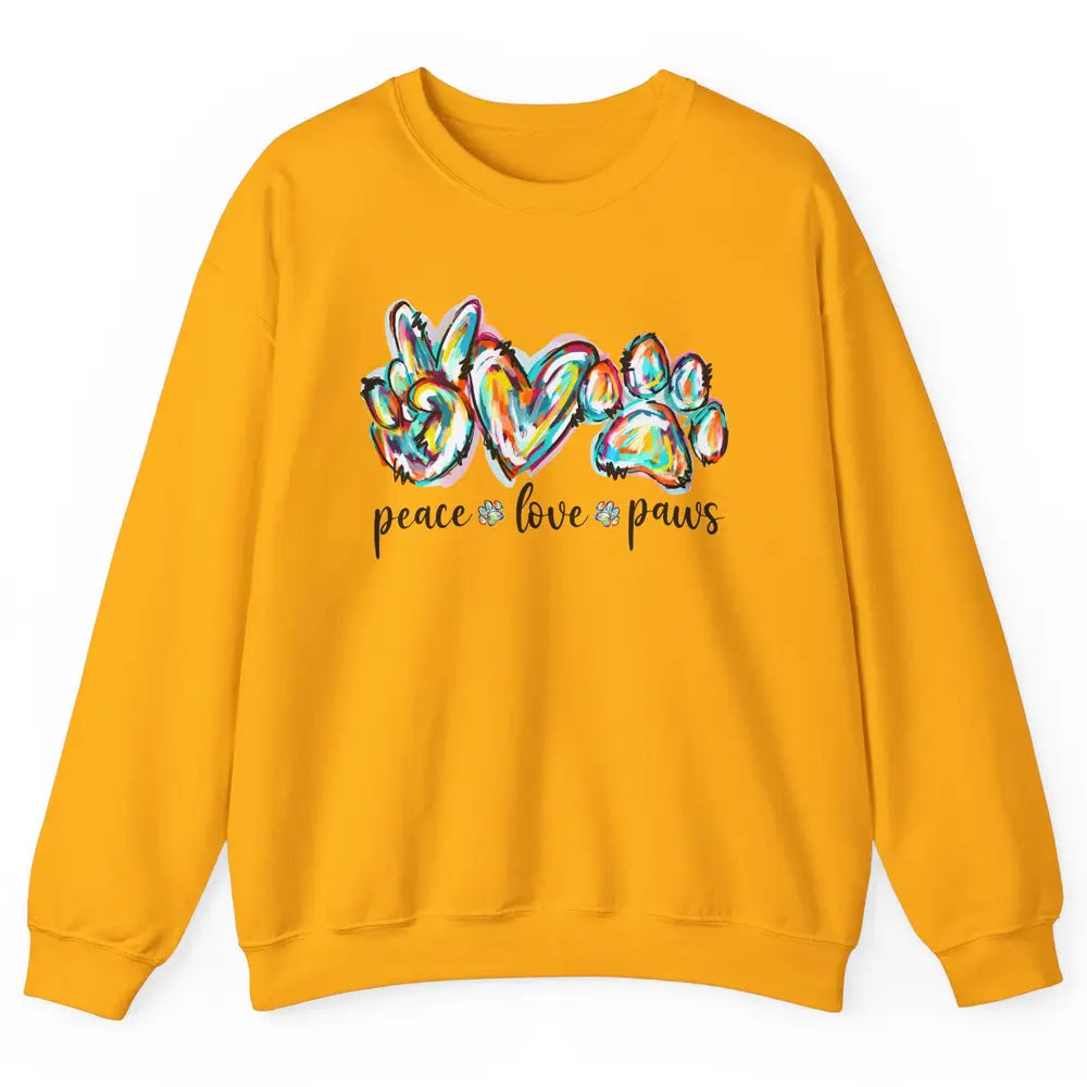 Peace Love Paws Cute Dog Cat Pet Mom Boho Rainbow Fur Lovers Unisex Crewneck Sweatshirt