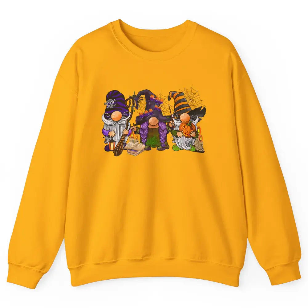 Retro Gnomes Witch Halloween Witchy Gnomies Horror Hallows Unisex Crewneck Sweatshirt