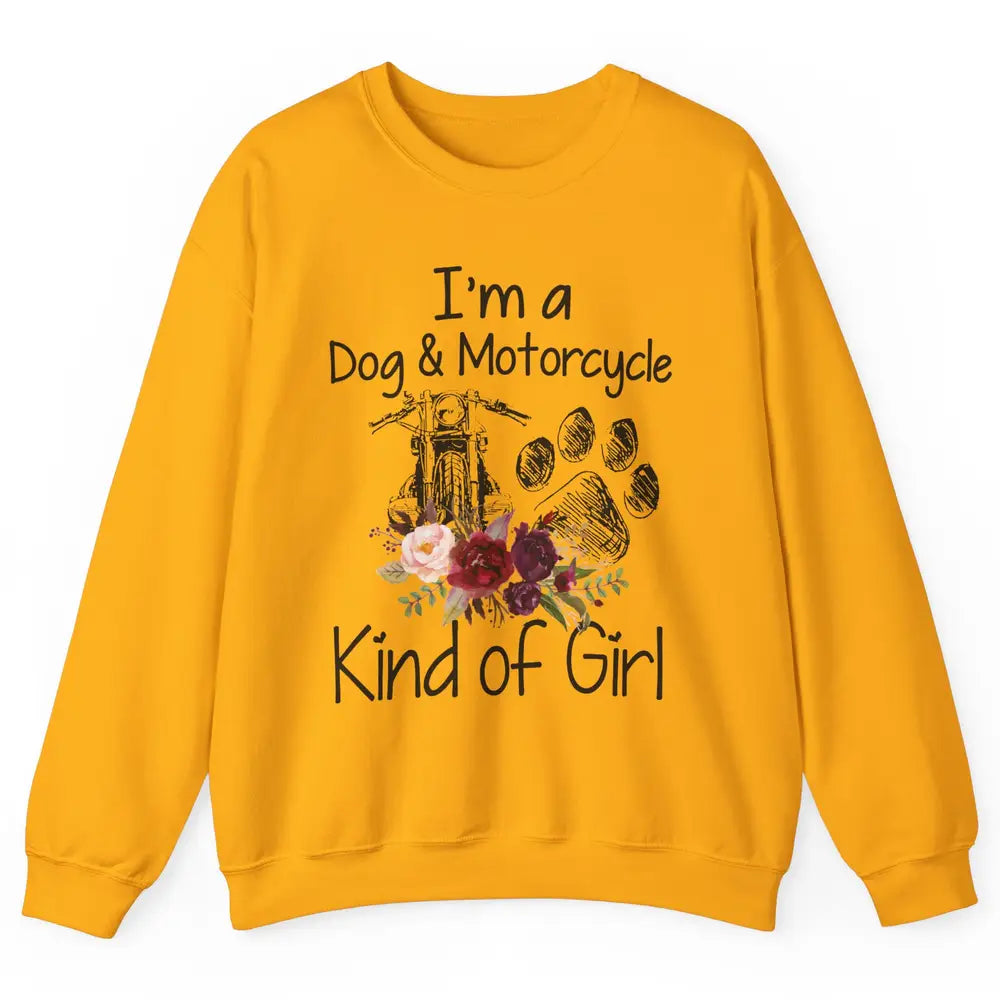 Retro Floral Motorbike I'm Dog Motorcycle Kinda Girl Dog Mom Unisex Crewneck Sweatshirt