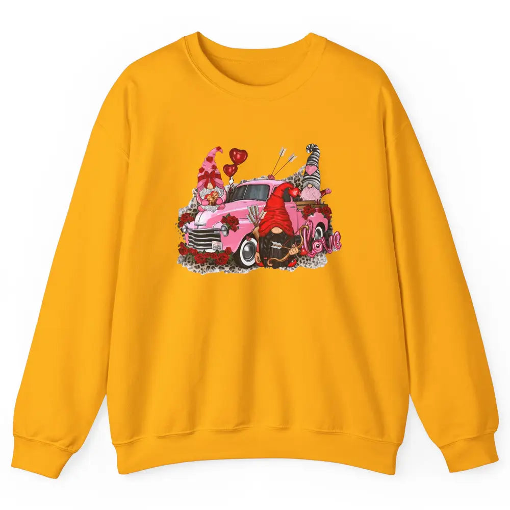 Pink Gnomes Truck Valentines Loads Of Love Western Valentine Unisex Crewneck Sweatshirt