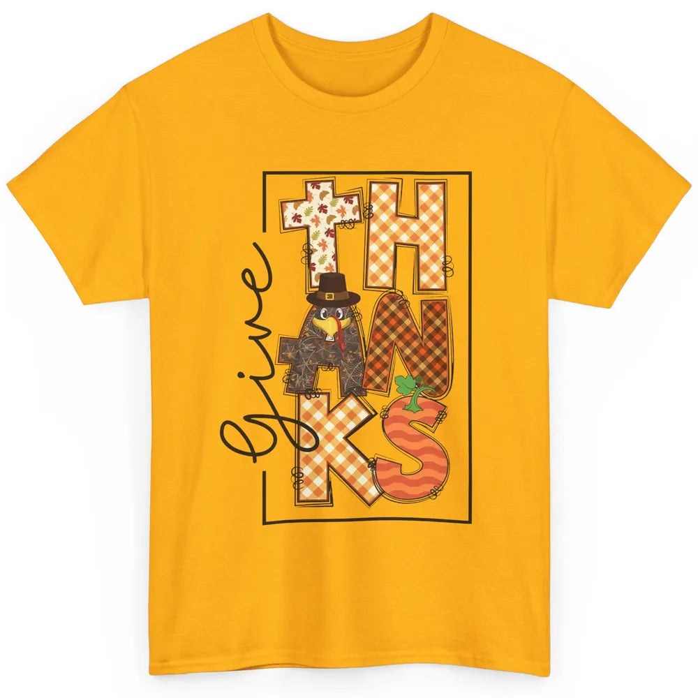 Give Thanks Happy Fall Pumpkin Turkey Dinner Thanksgiving Classic Unisex T-Shirt
