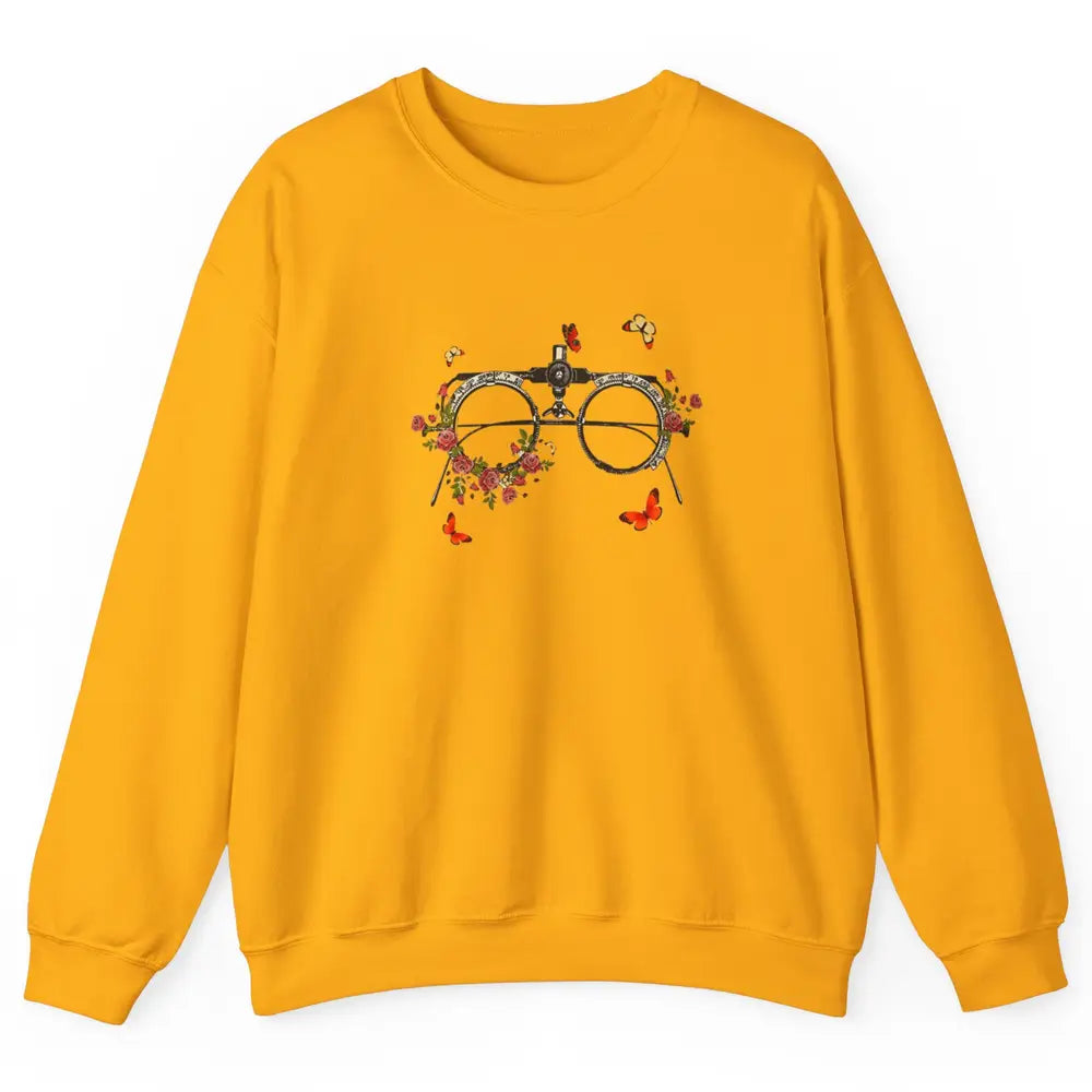 Optometrist Wildflower Phoropter Eyeglasses Doctor Optician Unisex Crewneck Sweatshirt