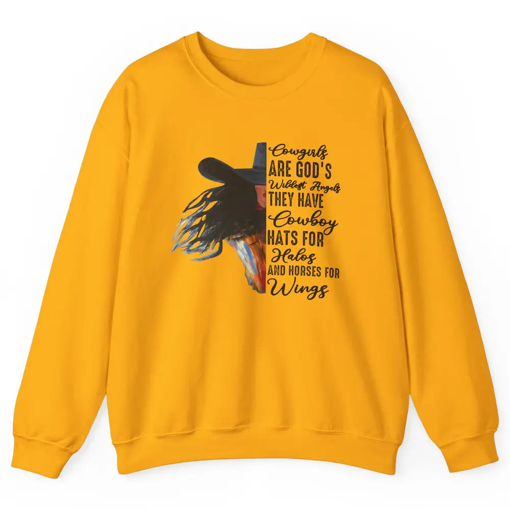 Retro Cowgirls Are God's Wildest Angel Western Country Rodeo Unisex Crewneck Sweatshirt