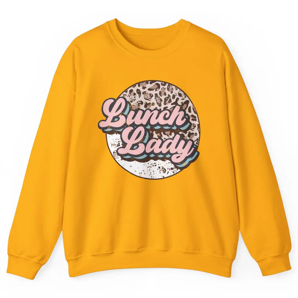 Retro Leopard Lunch Lady Cafeteria Life Lunch Lady Halloween Unisex Crewneck Sweatshirt