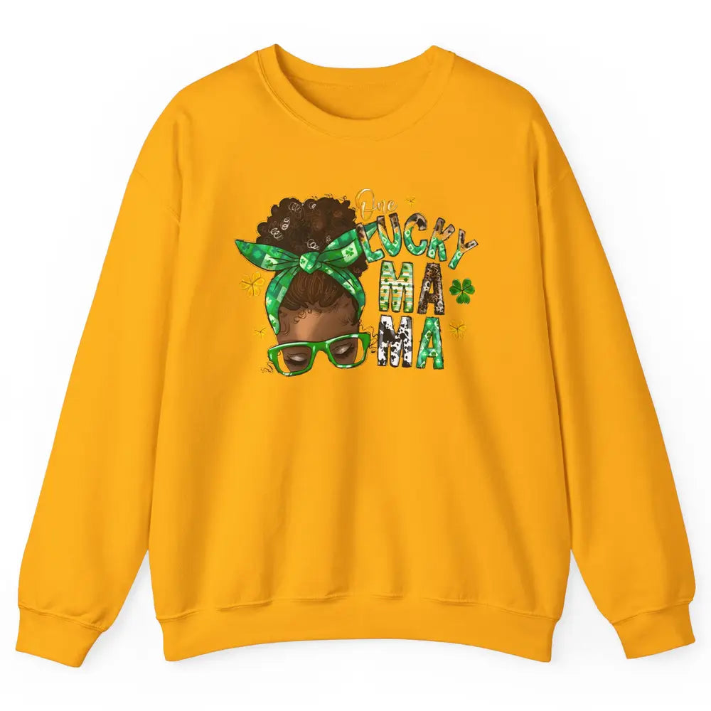 One Lucky Mama Afro Mom St Patrick's Day Black Mother Gift Unisex Crewneck Sweatshirt