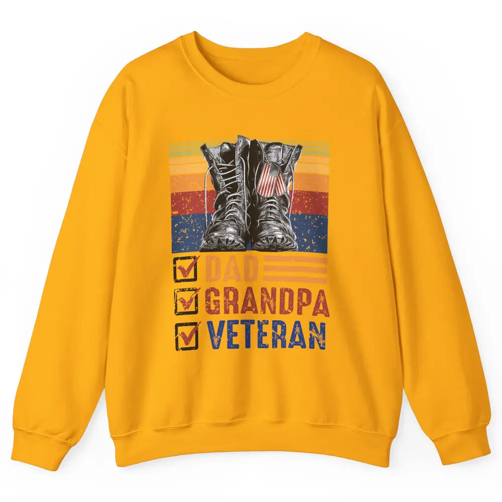 Retro US Flag Combat Boots Dad Grandpa Veteran Day Memorial Unisex Crewneck Sweatshirt