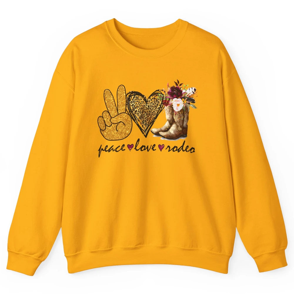 Retro Peace Love Rodeo Cowboy Boots Western Country Cowgirl Unisex Crewneck Sweatshirt