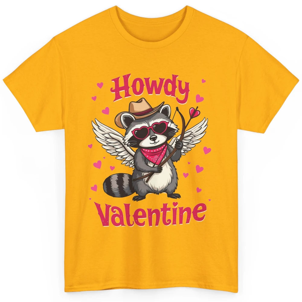 Howdy Valentine Cowboy Hat Cupid Raccoon Funny Opossum Love Heart Cute Western Possum Rodeo Classic Unisex T-Shirt
