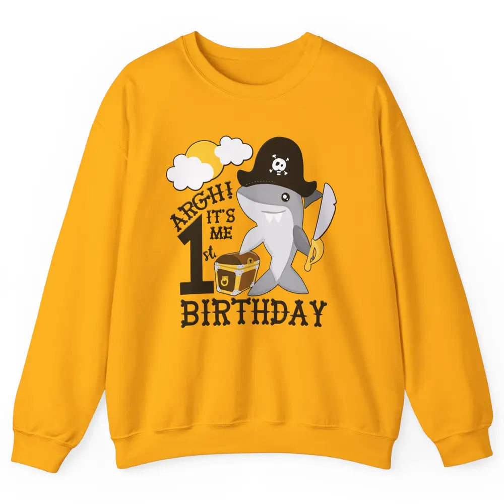 Pirate Shark 1st Birthday Party 1st Birthday Boy Girl Gift Unisex Crewneck Sweatshirt