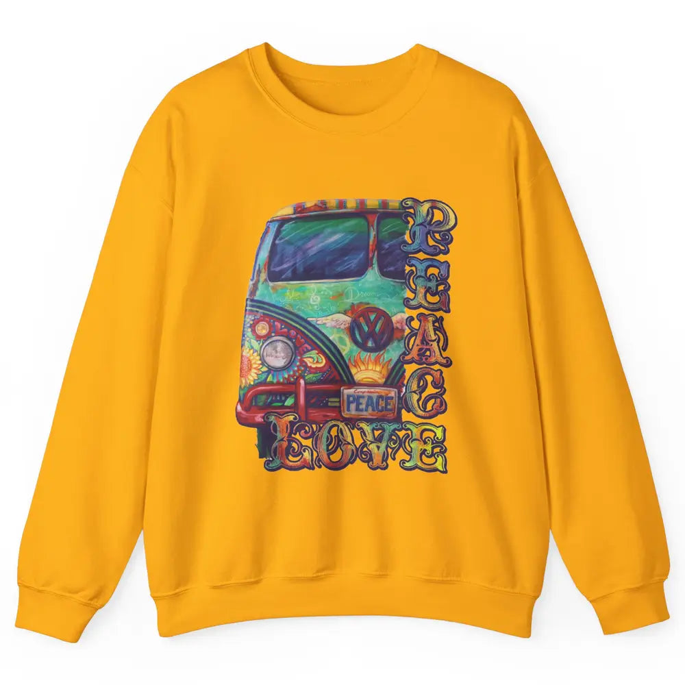 Peace And Love Hippie Van Peacemobile Vintage Gift Camping Unisex Crewneck Sweatshirt