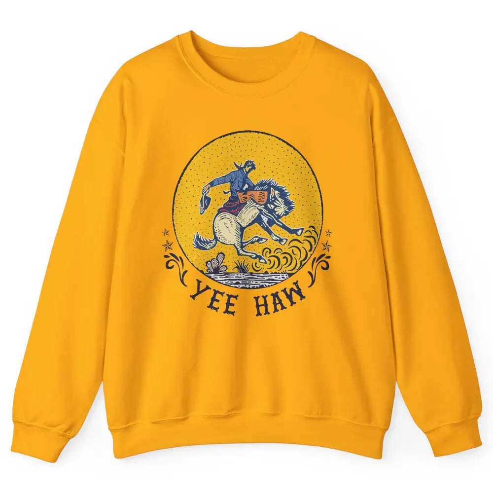 Retro Cowboy Yeehaw Western Country Cowgirls Horse Lovers Unisex Crewneck Sweatshirt