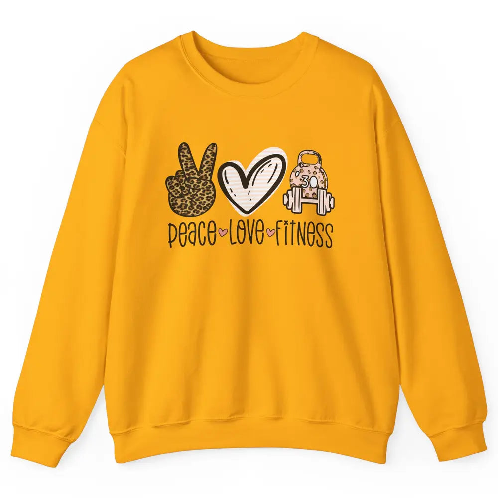 Peace Love Fitness Leopard Fitness Workout Gym Trainer Gift Unisex Crewneck Sweatshirt