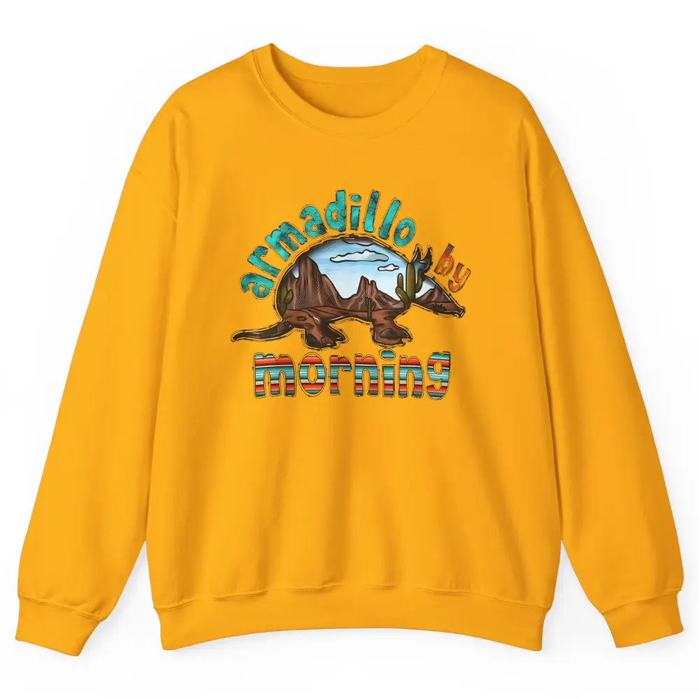 Retro Desert Sunset Armadillo By Morning Western Country Unisex Crewneck Sweatshirt
