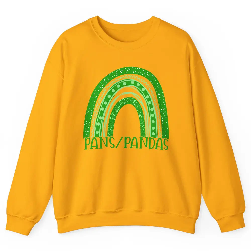 PANS/PANDAS Awareness Floral Green Ribbon Rainbow Pans Unisex Crewneck Sweatshirt