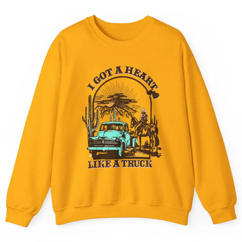 Retro Cowgirl Riding Horse I Got A Heart Western Country Unisex Crewneck Sweatshirt