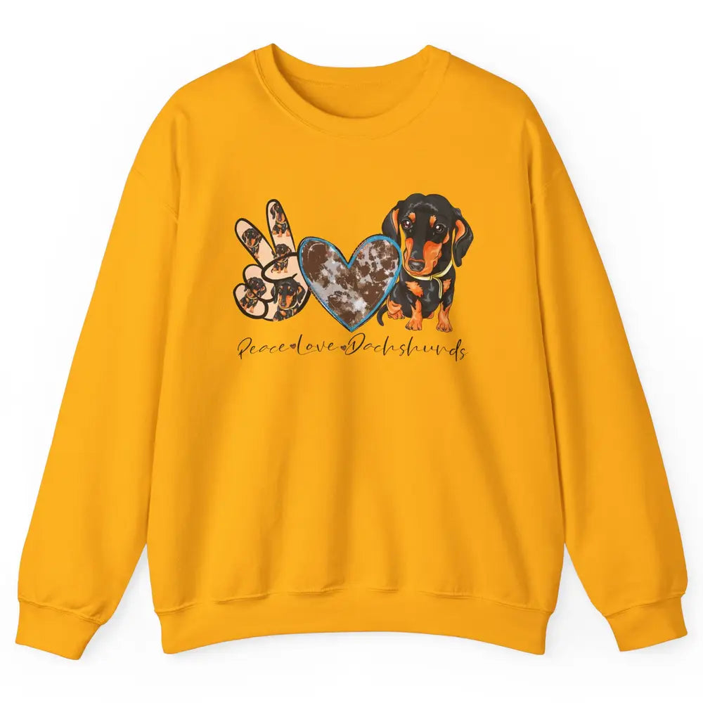 Peace Love Dachshund Dog Mom Dachshund Lovers Wiener Mom Unisex Crewneck Sweatshirt
