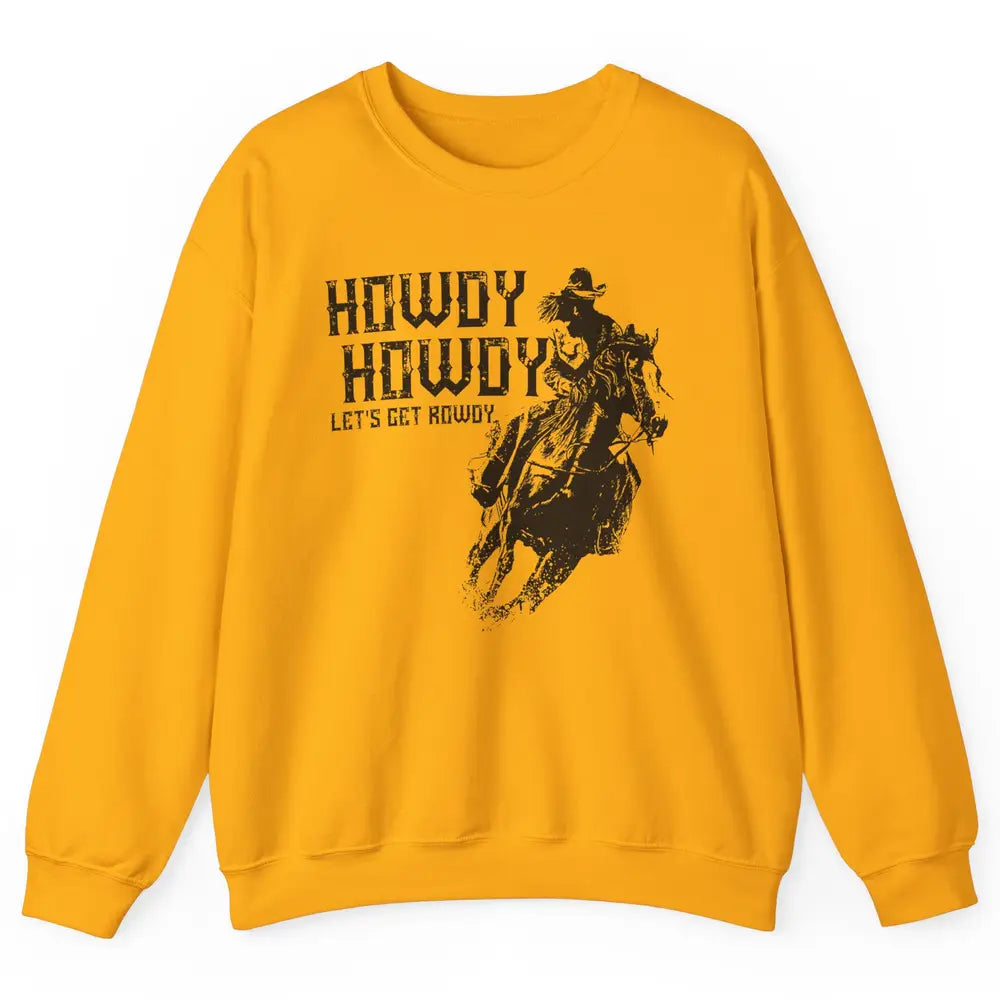Retro Howdy Cowboy Rodeo Riding Horse Western Country Men Unisex Crewneck Sweatshirt