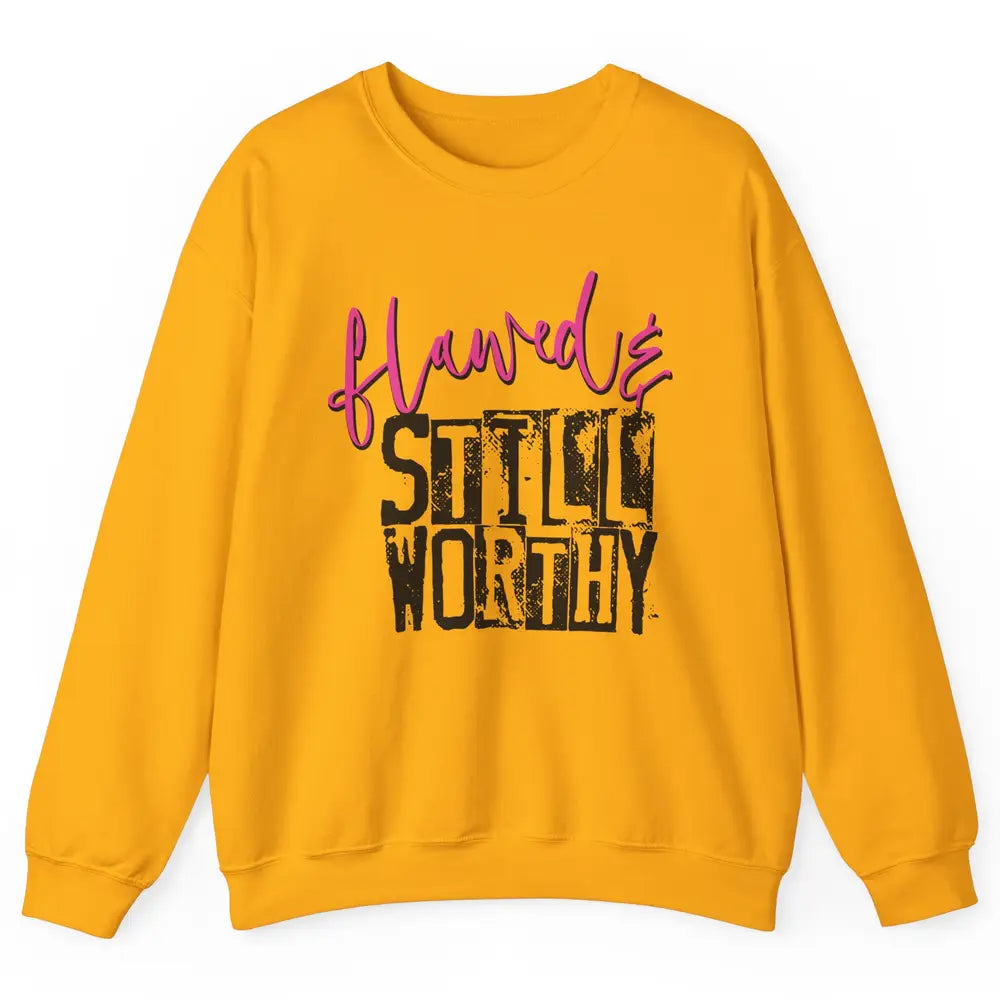 Retro Flawed But Still Worthy Bible Christian Religious Unisex Crewneck Sweatshirt