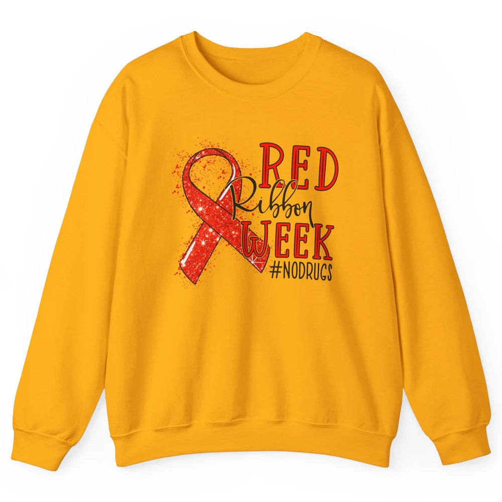 October Red Ribbon Week Awareness No Drugs Drug Free Unisex Crewneck Sweatshirt