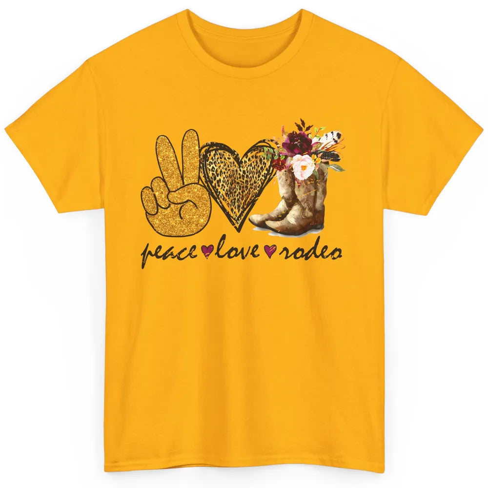 Retro Peace Love Rodeo Cowboy Boots Western Country Cowgirl Classic Unisex T-Shirt