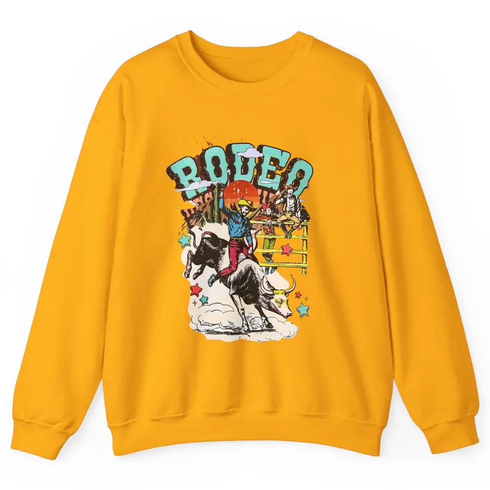 Retro Cowboy Horsing Rodeo Dad Bull Racing Western Country Unisex Crewneck Sweatshirt