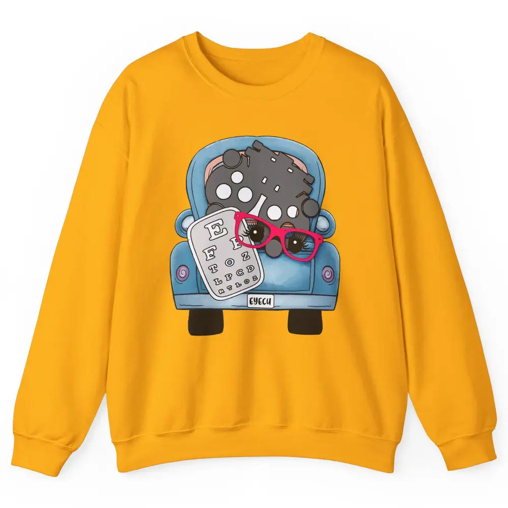 Optometry Ophthalmology Truck Eyechart Glasses Optometrist Unisex Crewneck Sweatshirt