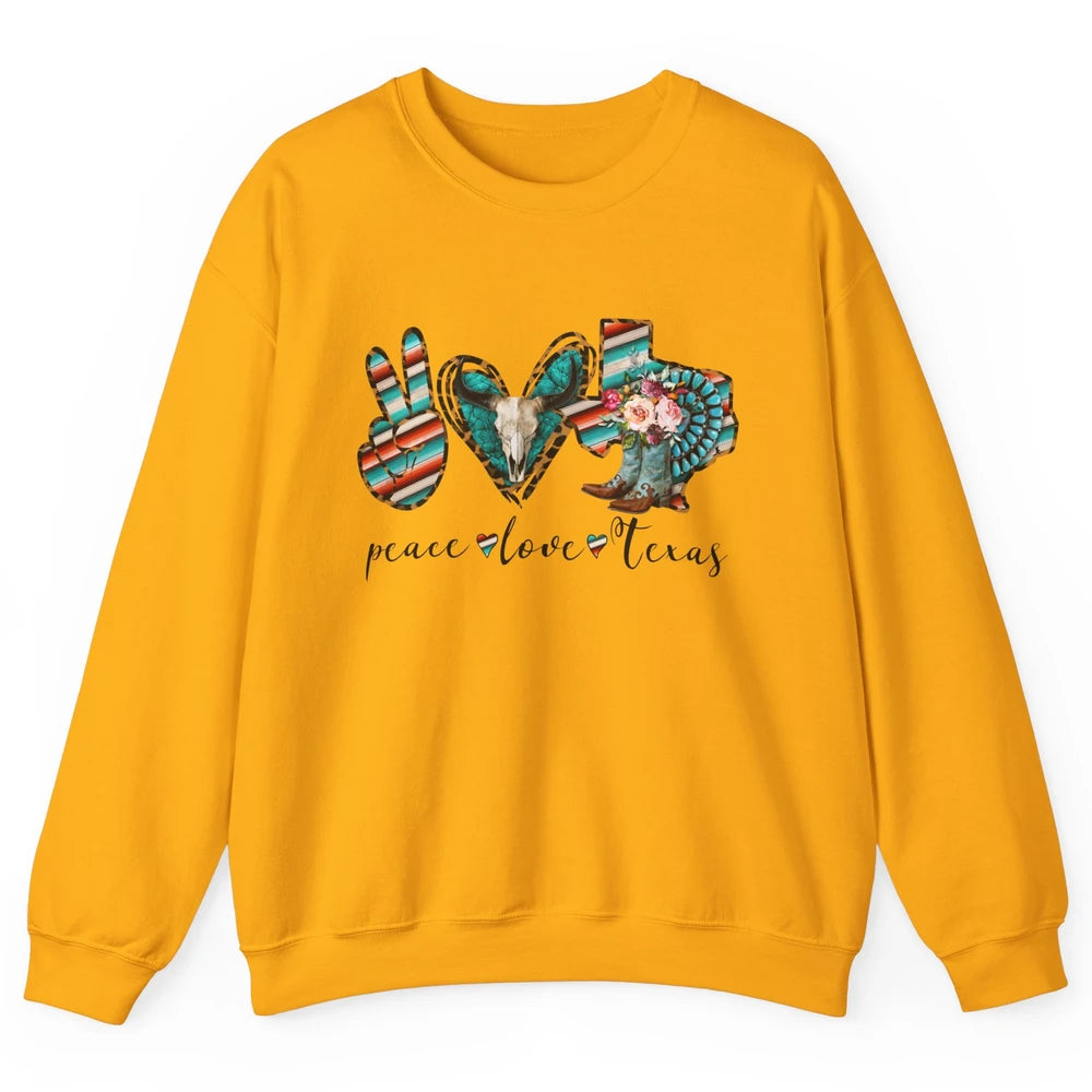 Peace Love Texas State Cowgirl Boot Western Girl Texas Pride Unisex Crewneck Sweatshirt