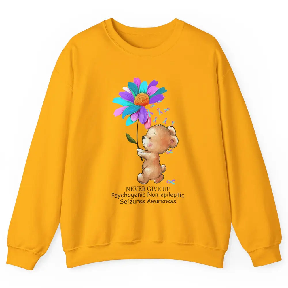 PNES Awareness Purple Teal Ribbon Sunflower Baby Elephant Unisex Crewneck Sweatshirt