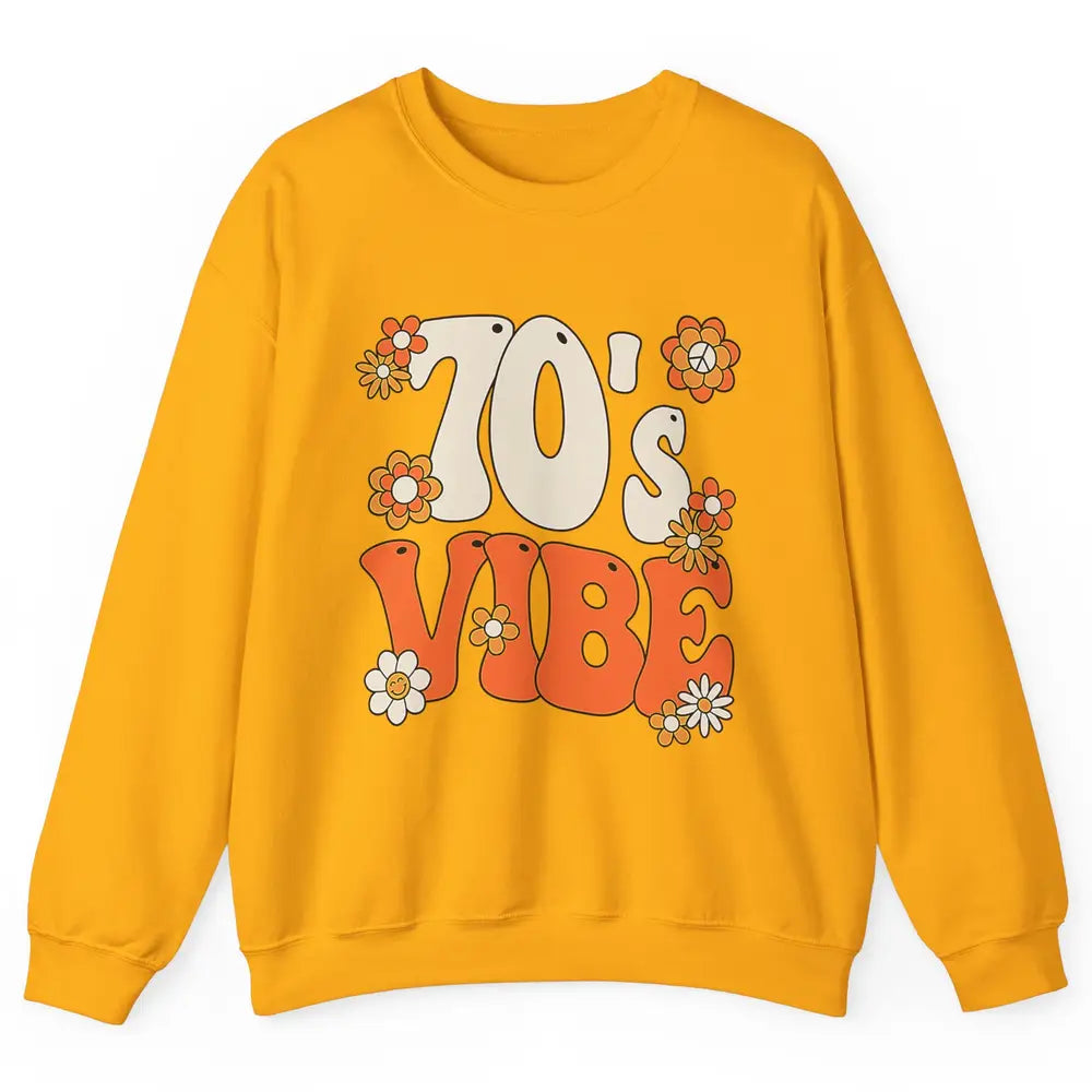 Retro 70s Vibe Groovy Smile Daisy Hippie Positive 1970 Party Unisex Crewneck Sweatshirt