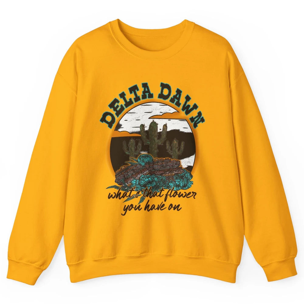 Retro Desert Night Delta Dawn What's That Flower Western Unisex Crewneck Sweatshirt