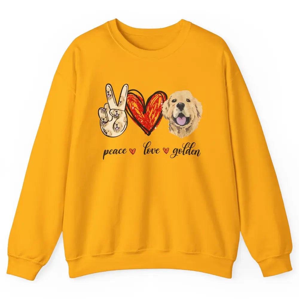 Peace Love Golden Dog Lover Golden Retriever Dad Mom Gift Unisex Crewneck Sweatshirt