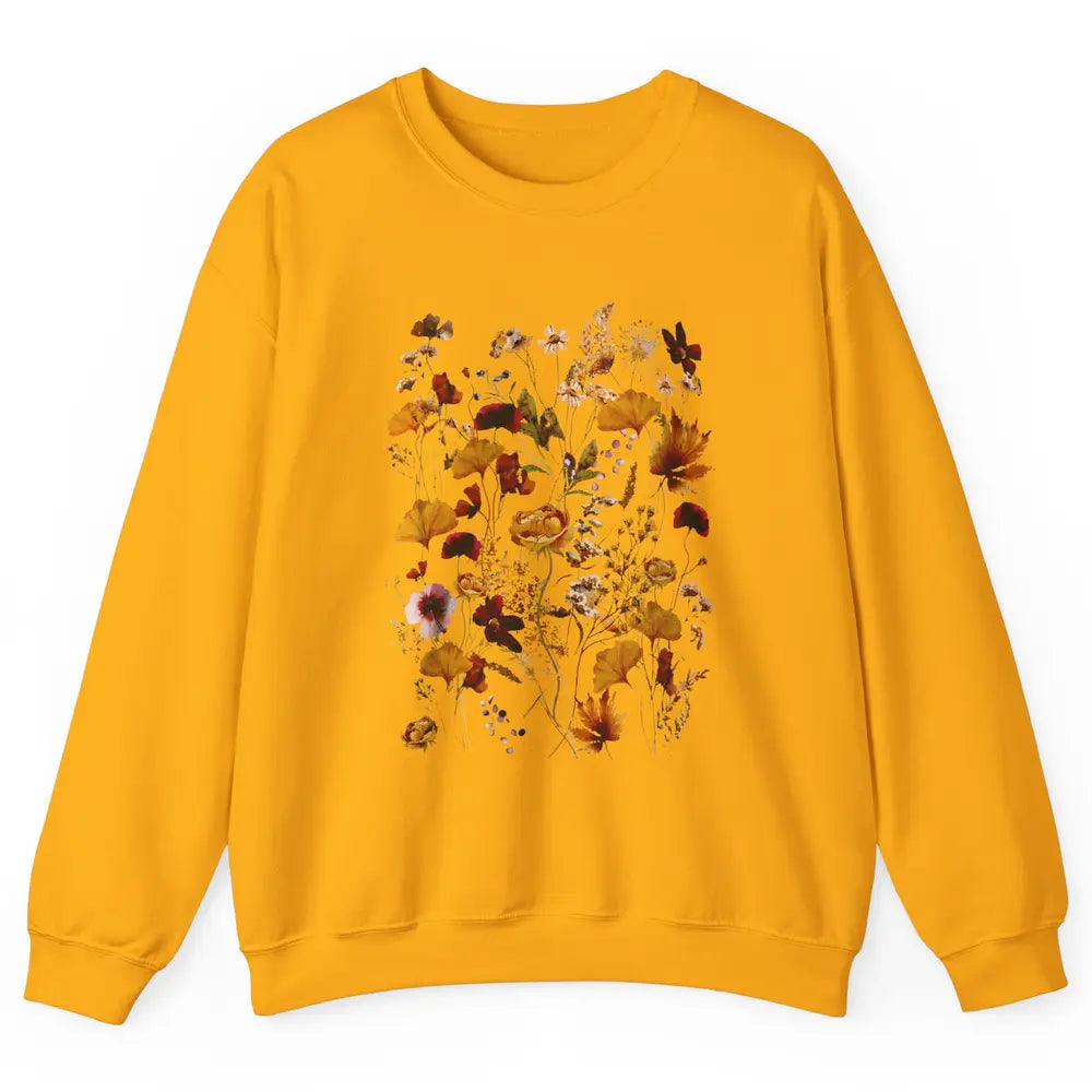 Pressed Flowers Plant Botanical Garden Wildflower Vintage Unisex Crewneck Sweatshirt