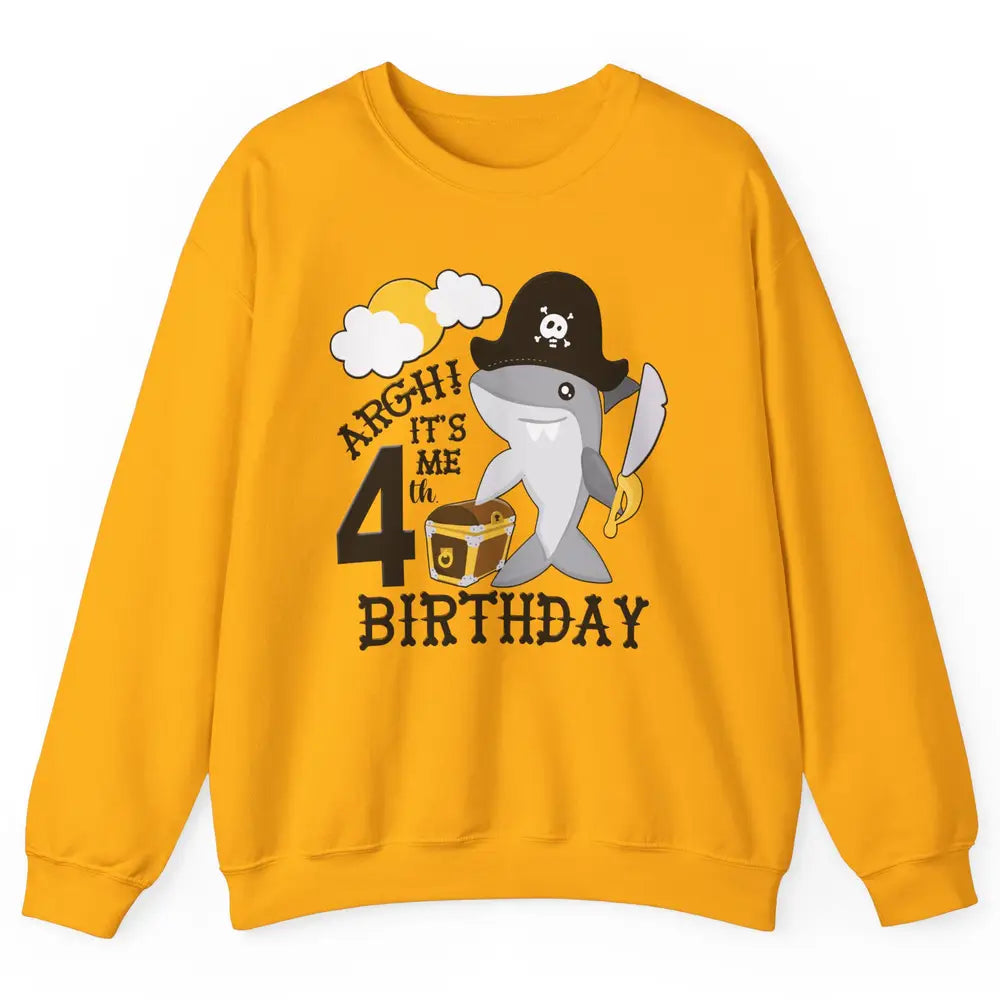 Pirate Shark 4th Birthday Party 4th Birthday Boy Girl Gift Unisex Crewneck Sweatshirt