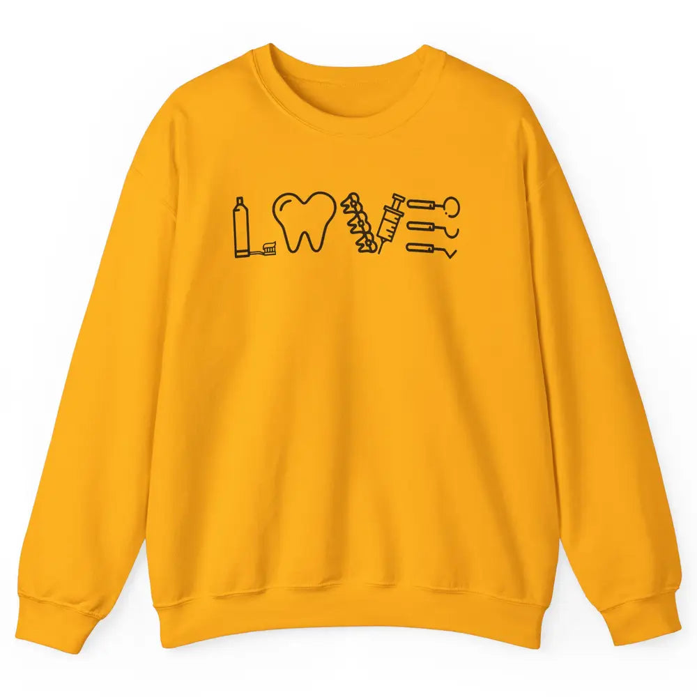 Retro Dental Hygienist Life Love Dental Tools Dentist Life Unisex Crewneck Sweatshirt